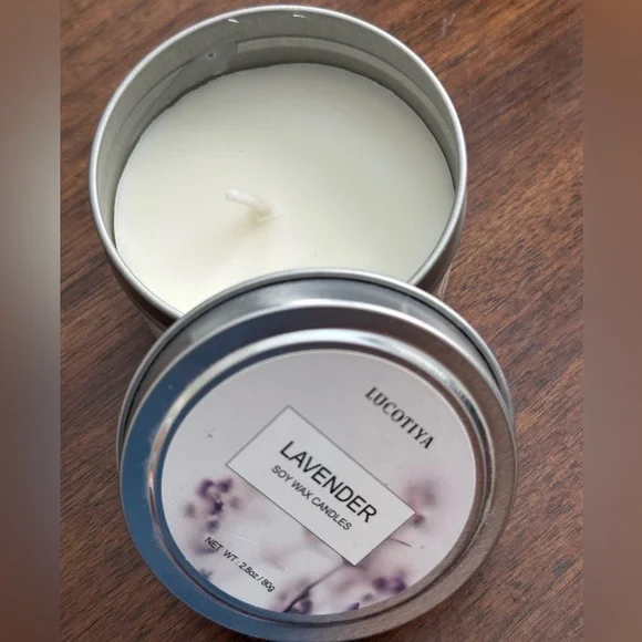 Lavender Soy Wax Candle - White and Silver - Picture 2 of 3